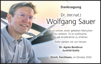 Anzeige von Wolfgang Sauer von MGO