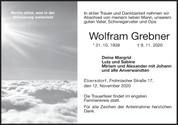 Anzeige von Wolfram Grebner von MGO