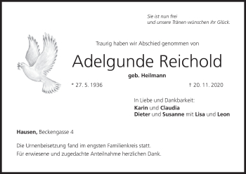 Anzeige von Adelgunde Reichold von MGO