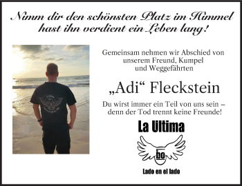 Anzeige von Adi Fleckstein von MGO