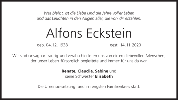 Anzeige von Alfons Eckstein von MGO