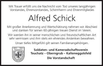 Anzeige von Alfred Schick von MGO