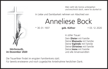 Anzeige von Anneliese Bock von MGO