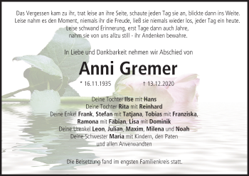 Anzeige von Anni Gremer von MGO