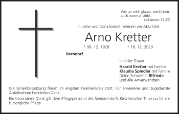 Anzeige von Arno Kretter von MGO