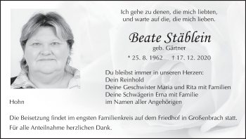 Anzeige von Beate Stäblein von MGO