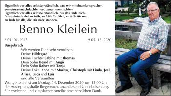 Anzeige von Benno Kleilein von MGO