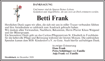 Anzeige von Betti Frank von MGO