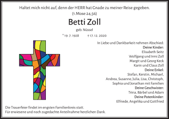 Anzeige von Betti Zoll von MGO