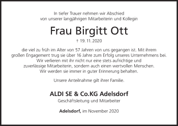 Anzeige von Birgitt Ott von MGO