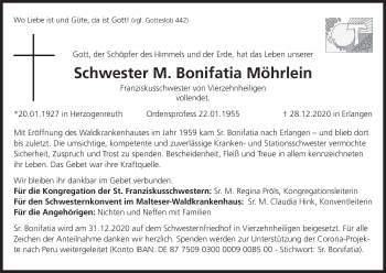 Anzeige von Bonifatia Möhrlein von MGO