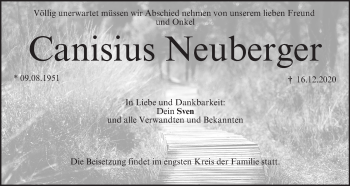 Anzeige von Canisius Neuberger von MGO