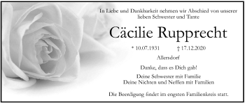 Anzeige von Cäcilie Rupprecht von MGO