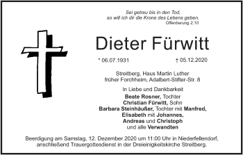 Anzeige von Dieter Fürwitt von MGO