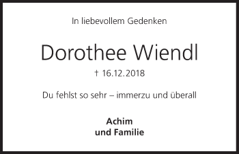 Anzeige von Dorothee Wiendl von MGO