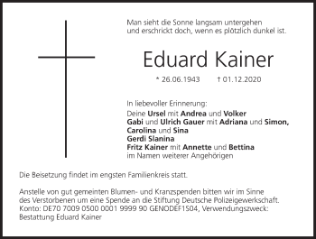 Anzeige von Eduard Kainer von MGO