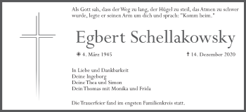 Anzeige von Egbert Schellakowsky von MGO