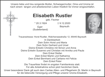 Anzeige von Elisabeth Rustler von MGO
