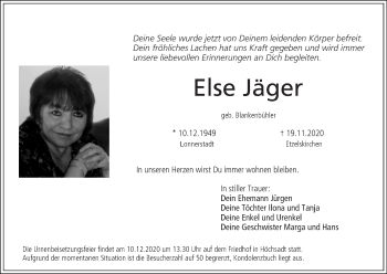 Anzeige von Else Jäger von MGO