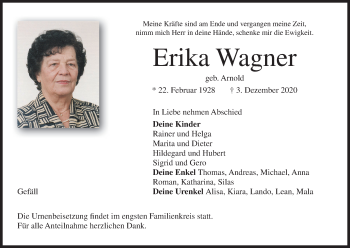 Anzeige von Erika Wagner von MGO