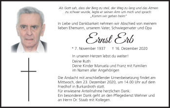 Anzeige von Ernst Erb von MGO