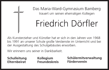 Anzeige von Friedrich Dörfler von MGO