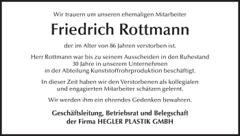 Anzeige von Friedrich Rottmann von MGO