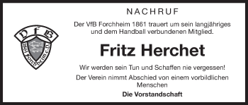 Anzeige von Fritz Herchet von MGO