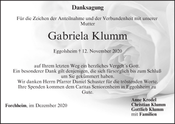 Anzeige von Gabriela Klumm von MGO