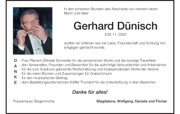 Anzeige von Gerhard Dünisch von MGO
