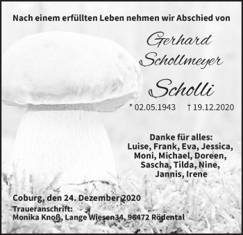 Anzeige von Gerhard Schollmeyer von MGO