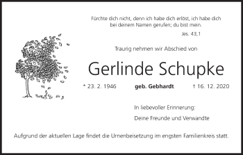 Anzeige von Gerlinde Schupke von MGO