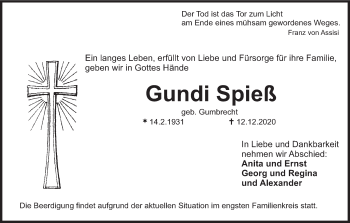 Anzeige von Gundi Spieß von MGO