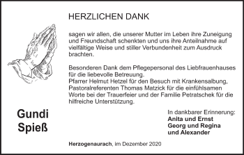 Anzeige von Gundi Spieß von MGO