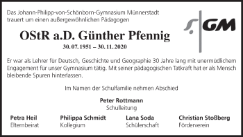 Anzeige von Günther Pfennig von MGO