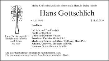 Anzeige von Hans Gottschlich von MGO