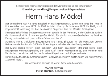 Anzeige von Hans Möckel von MGO