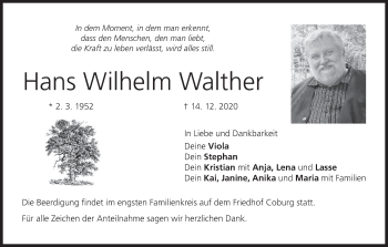 Anzeige von Hans Wilhelm Walther von MGO