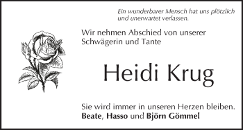 Anzeige von Heidi Krug von MGO