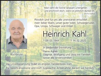 Anzeige von Heinrich Kahl von MGO
