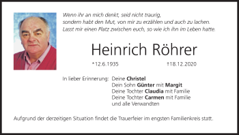 Anzeige von Heinrich Röhrer von MGO