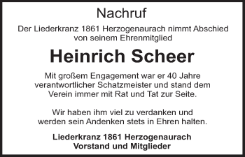 Anzeige von Heinrich Scheer von MGO