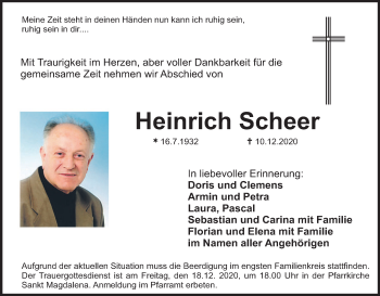 Anzeige von Heinrich Scheer von MGO