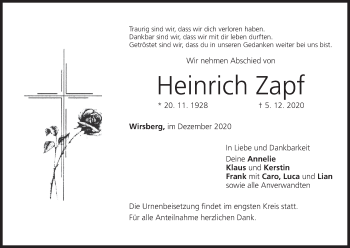 Anzeige von Heinrich Zapf von MGO