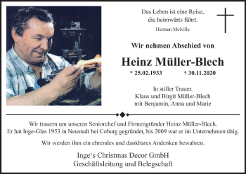 Anzeige von Heinz Müller-Blech von MGO