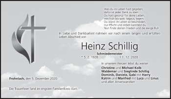 Anzeige von Heinz Schillig von MGO