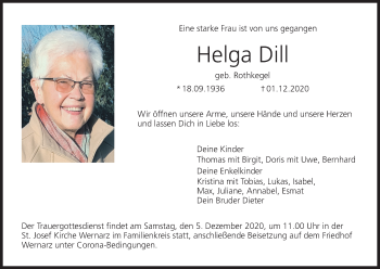 Anzeige von Helga Dill von MGO