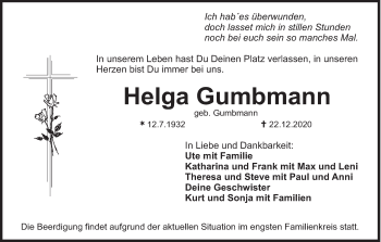 Anzeige von Helga Gumbmann von MGO