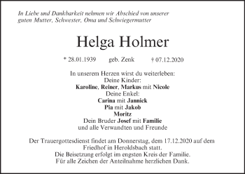 Anzeige von Helga Holmer von MGO