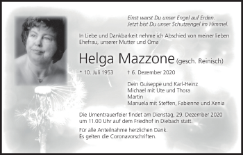 Anzeige von Helga Mazzone von MGO
